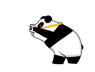 Panda and the camera , cartoon , stickers © meen_na