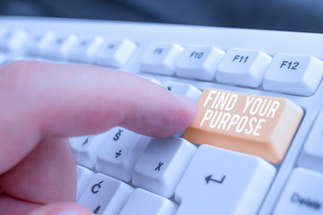 Word writing text Find Your Purpose question. Business photo showcasing reason for something is...