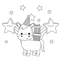 Donkey cartoon with happy birthday icon design