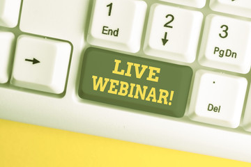 Handwriting text writing Live Webinar. Conceptual photo presentation lecture or seminar transmitted...