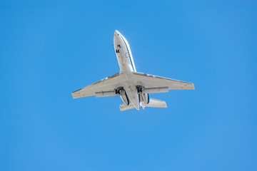 Landing of the passenger plane at day time.