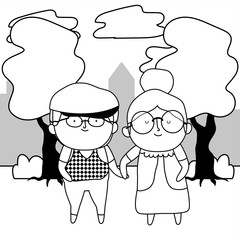 Grandmother and grandfather cartoon vector design
