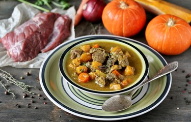 soup with pumpkin and beef. Caribbean Pumpkin Soup.