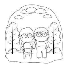 Grandmother and grandfather cartoon vector design