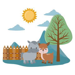 Donkey and deer cartoon vector design