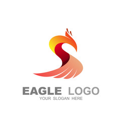 eagle letter s logo, phoenix letter s logo template, eagle red  design vector