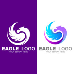 circle eagle vector logo, airplane icon, phoenix ,logo design template, dove + eagle  and feather logo vector