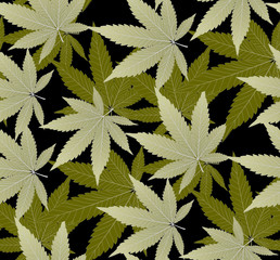 Cannabis or marijuana leaves pattern seamless vector illustration.