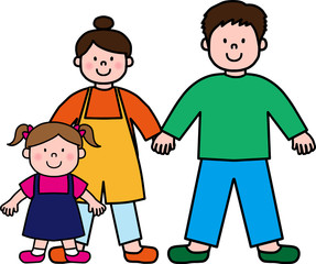 手をつなぐ夫婦と女の子