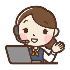 パソコンを使っているオペレーターの女性　案内