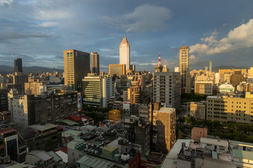 Fototapeta na wymiar Taipei city view from Ximen,Taipei city, Taiwan, Aug 20, 2019
