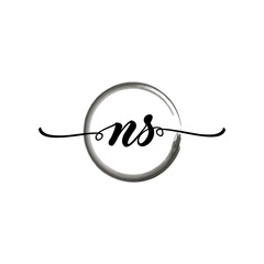 NS initial handwriting logo template. round logo in watercolor color with handwritten letters in the middle. Handwritten logos are used for, weddings, fashion, jewelry, boutiques and business