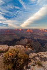 Sunset and dramatic clouds over the Grand Canyon, Arizona