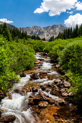 Fototapeta na wymiar A Mountain stream (Mayflower Creek) runs through Mayflower Gulch in Colorado