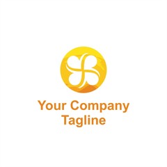 circle hear leaf and sun light vector logo and icon