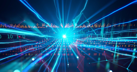 Fototapeta premium Light speed zoom travel in Deep space background 3d illustration.