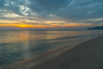 Siluette sunset at the beach