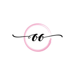 OO initial handwriting logo template. round logo in watercolor color with handwritten letters in the middle. Handwritten logos are used for, weddings, fashion, jewelry, boutiques and business