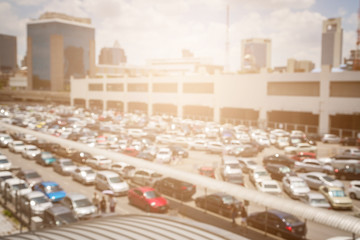 Vintage blur of car at public car parking