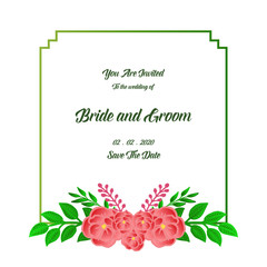 Pattern wallpaper of card bride and groom background, with ornate green leaves and floral frame. Vector