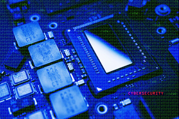 Cyber Security conceptual image with circuit board as background