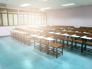 Wooden chairs in the classroom