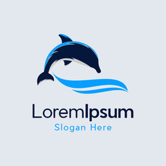 Dolphin Jumping Ocean Animal Nature Icon Logo Element Design Template Vector