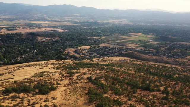 Aerial view of the Rogue Valley in Southern Oregon as seen from Roxy Ann Peak