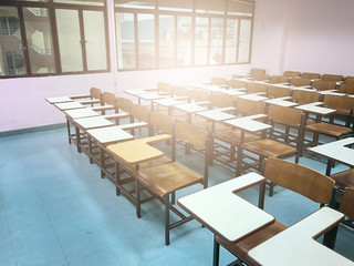Wooden chairs in the classroom