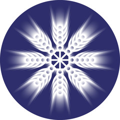 Glowing snowflake isolated on blue background