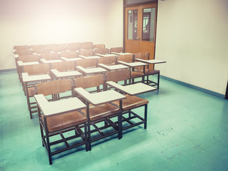 Wooden chairs in the classroom