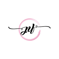 PF initial handwriting logo template. round logo in watercolor color with handwritten letters in the middle. Handwritten logos are used for, weddings, fashion, jewelry, boutiques and business