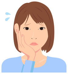 Young woman vector illustration (upper body) / depression, annoying, troubled, disappointed