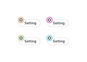 setting button design with setting icon, in various colour vector