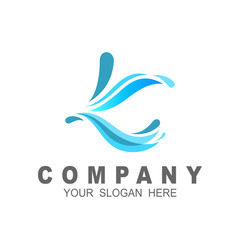 letter k logo with wave design vector, wave and sea logo vector