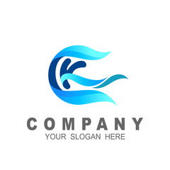 Obraz premium letter k logo with wave design vector, ck, kc logo design illustration