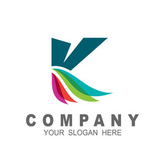letter k logo with wave design vector, colorful logo icon, summer logo, nature design template