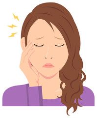 Young woman vector illustration (upper body) / headache, migrane 