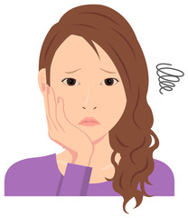 Young woman vector illustration (upper body) / depression, annoying, troubled, disappointed