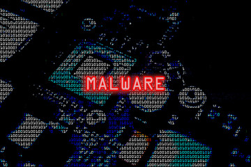 Malware conceptual image with circuit board as background