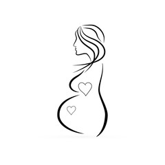 Pregnant woman. Vector illustration. Pregnant icon. Mother icon. Logo template. Mothers Day.