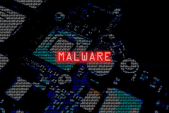 Malware conceptual image with circuit board as background