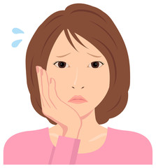 Young woman vector illustration (upper body) / depression, annoying, troubled, disappointed