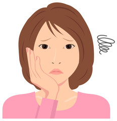 Young woman vector illustration (upper body) / depression, annoying, troubled, disappointed