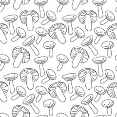 Seamless patterns from Mushroom. Hand drawn sketch vector illustration. Fresh organic food on white