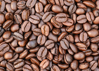 Close up roasted coffee beans