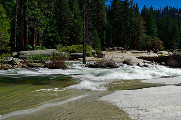 Rapid flow of Merced River at Yosemite National Park, California