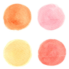 4 color drops of water, consisting ofOrange yellow, light orange, dark orange, red all are soft tones on the White Blackground