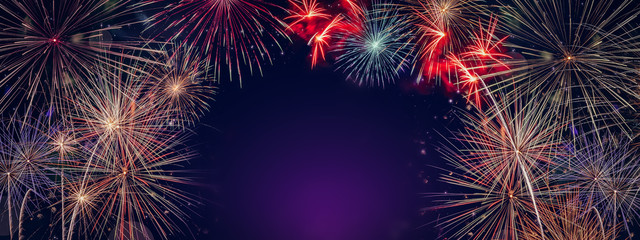 Celabration festive  firework background with free copyspace for headline or bannner.