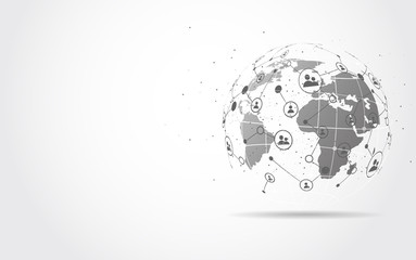 Global network connection. World map point and line composition concept of global business. Vector Illustration